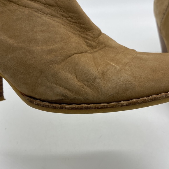 Stuart Weitzman Russell Bromley Nubuck Ankle Booties Heeled Boots Tan Womens 9 - Picture 8 of 16